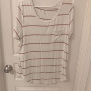 Market & Spruce Soft Pink and White Striped Tee